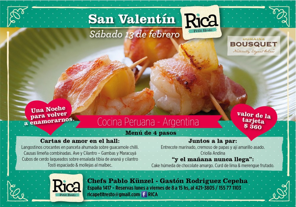 Flyer Rica Cena enamorados